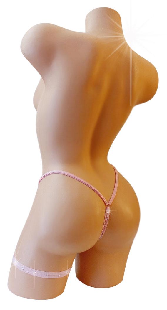 Thong and Garter Set with Rhinestones – Red Wet Look Vinyl