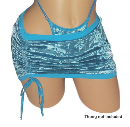 Drawstring Crushed Velvet Micro Mini skirt - 4 colors - XS to LG