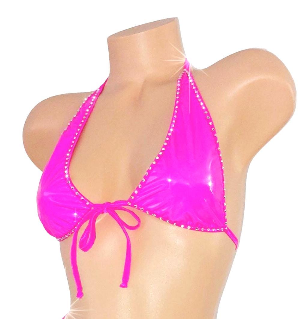 Vinyl Rhinestone Halter top - 7 colors!