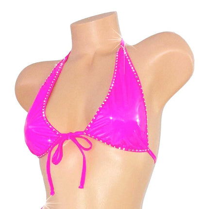 Vinyl Rhinestone Halter top - 7 colors!