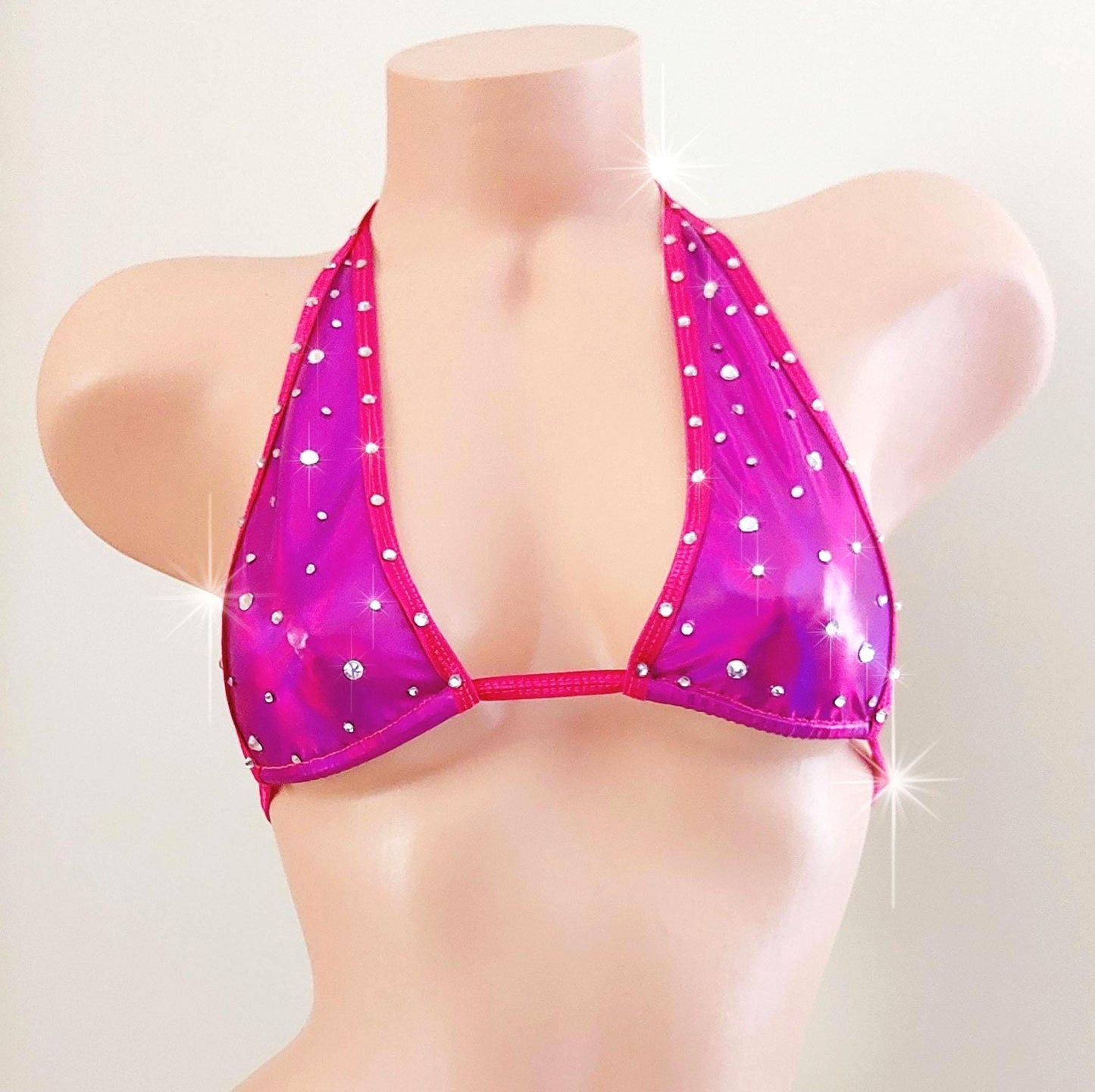 Multisized Crystal Rhinestone Vinyl Halter top - 7 colors!