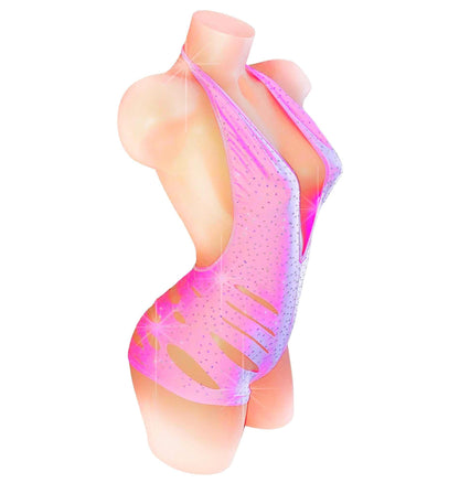 Crystal rhinestone One Piece Romper- sexy dancer onesie for exotic dancewear SW lingerie Pole dance fits stripper bar bottlegirl outfits