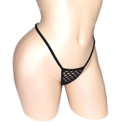 Fluffy Fishnet thong * Adjustable waist straps