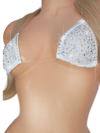 Rhinestone Skirt & Bikini Set – Clear Elastic looks invisible