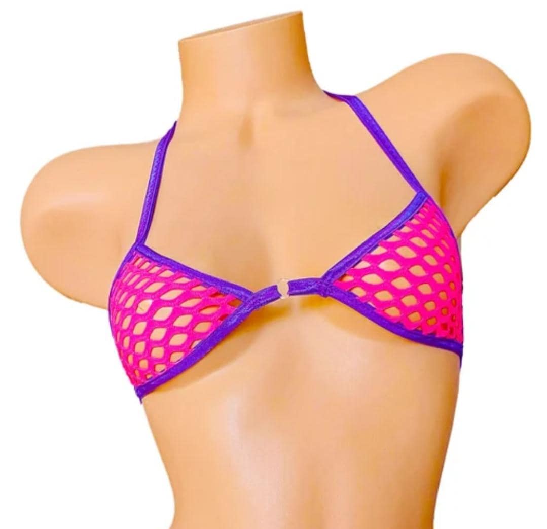 Fluffy Fishnet top * Adjustable ties * 9 colors including Glow Rave