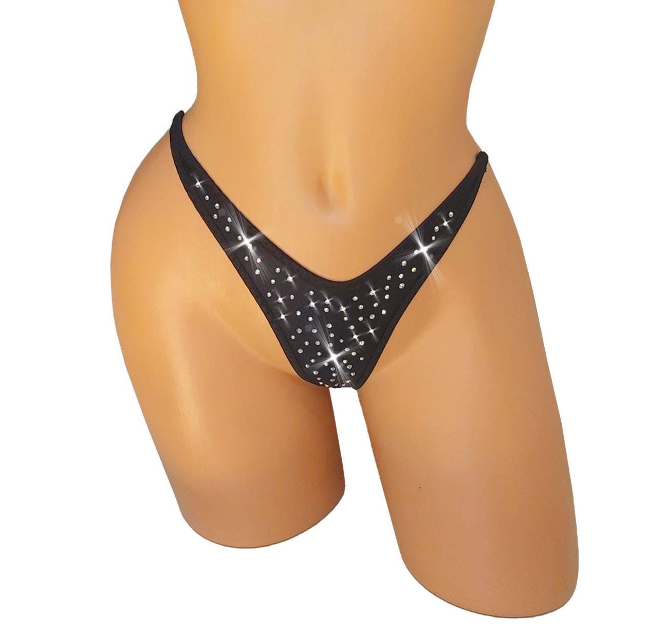 Clear Elastic RHINESTONE panty G-string thong - INVISIBLE!
