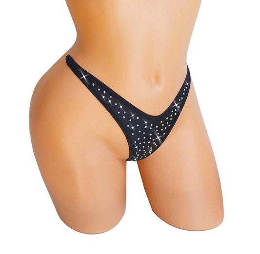 Clear Elastic RHINESTONE panty G-string thong - INVISIBLE!