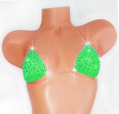 Baby Pink mesh Illusion G-string Bikini Set * Hand applied Crystal rhinestones* Five Sizes Mix & Match * Exotic Dancewear Pole Micro