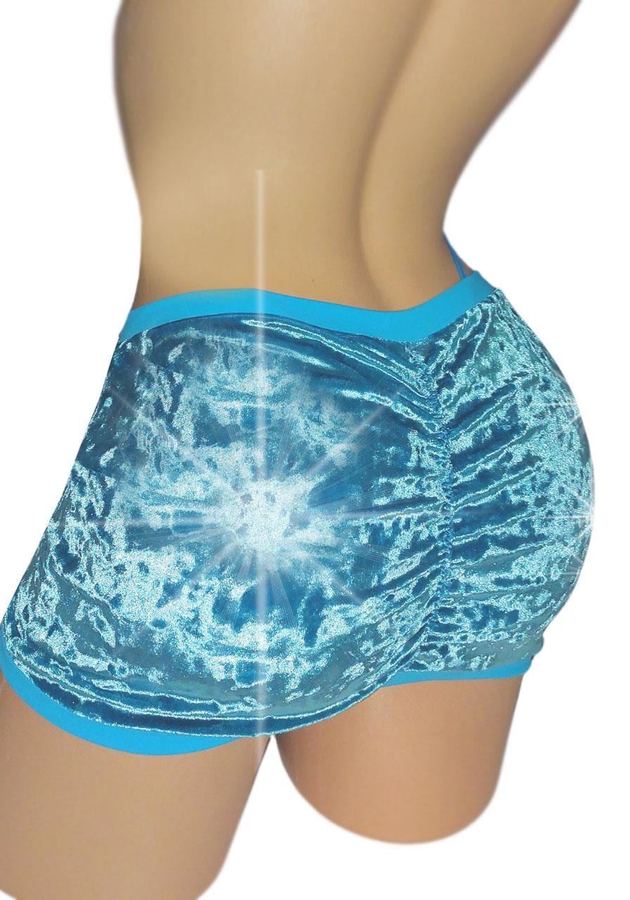 Drawstring Crushed Velvet Micro Mini skirt - 4 colors - XS to LG