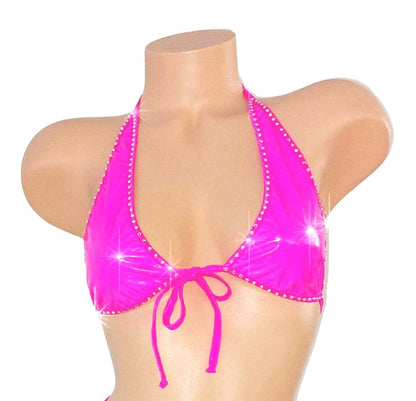 Vinyl Rhinestone Halter top - 7 colors!