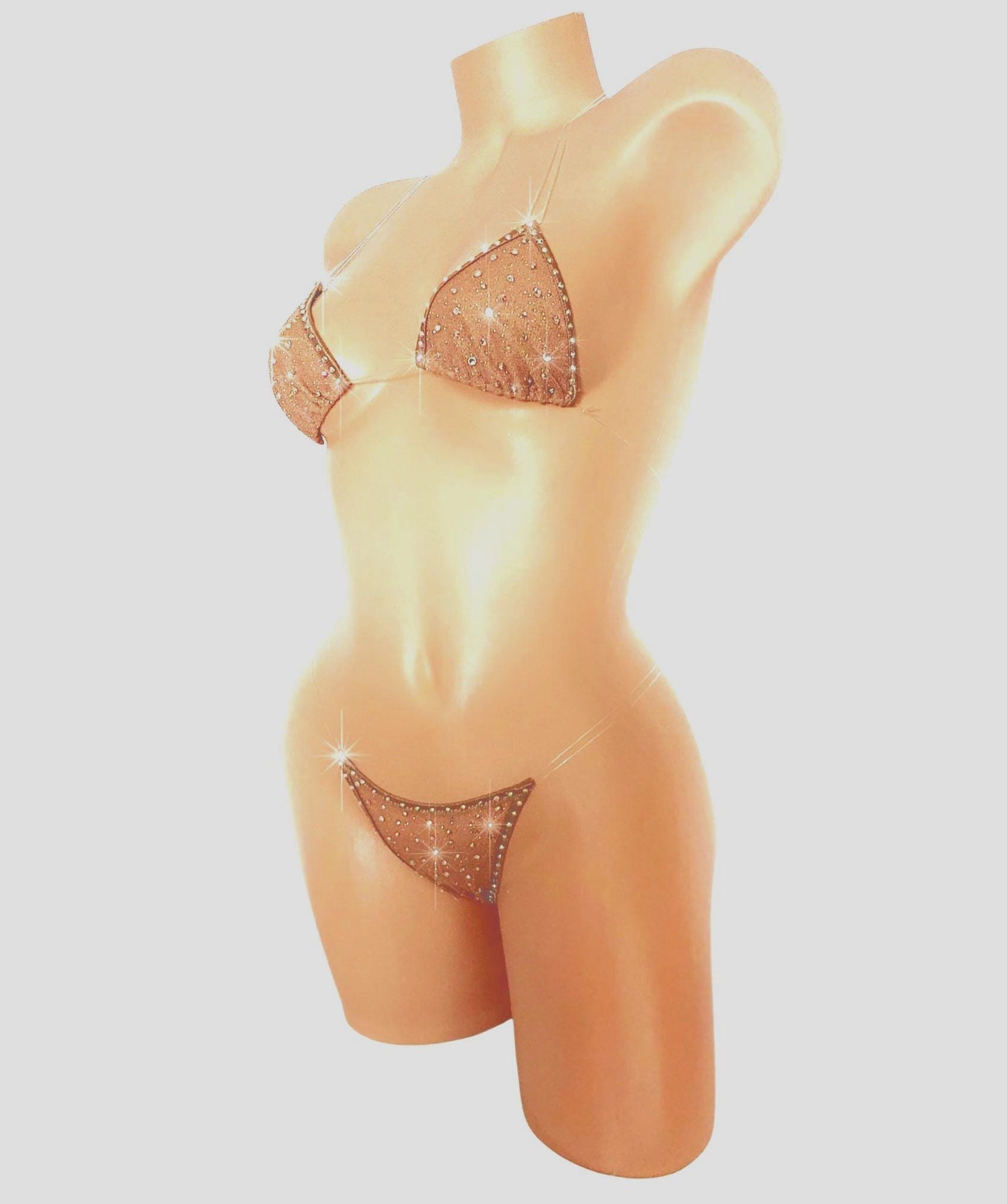 Bedazzled Sparkle Mesh - Clear Elastic bikini set with Crystal Rhinestones - 5 colors!
