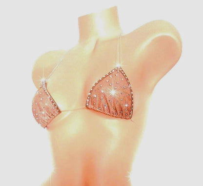 Bedazzled Sparkle Mesh - Clear Elastic bikini set with Crystal Rhinestones - 5 colors!