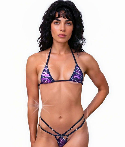 Purple Zebra Metallic Rhinestone Rave Set – Exotic Dancewear, Pole Dancing