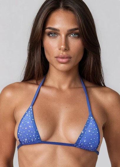 Sparkle Rhinestone Cutout bikini Set with Adjustable waist Thong