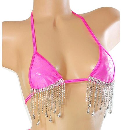 Rhinestone Chain Bikini top - Exotic dancewear, Club fits, Beach babes