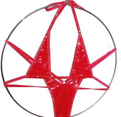 Micro Halter Wet Look Vinyl RAVE G-string Bikini Set - 7 colors! New style