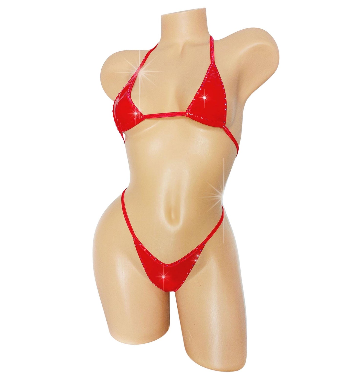 Micro Halter Wet Look Vinyl RAVE G-string Bikini Set - 7 colors! New style