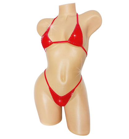 Micro Halter Wet Look Vinyl RAVE G-string Bikini Set - 7 colors! New style