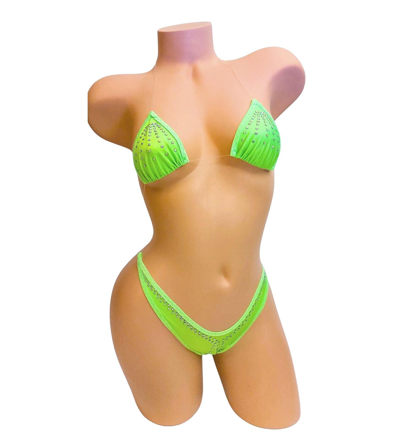 Glow bedazzled Rhinestone Bikini, Clear Elastic - 5 GLOW COLORS
