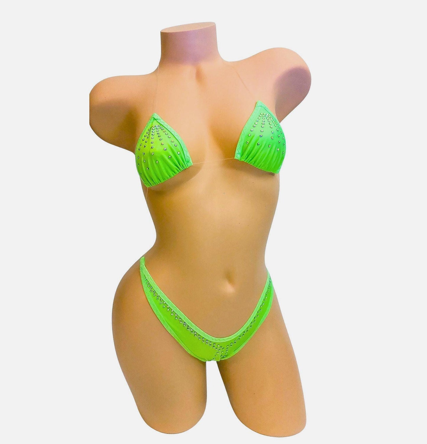 Glow bedazzled Rhinestone Bikini, Clear Elastic - 5 GLOW COLORS