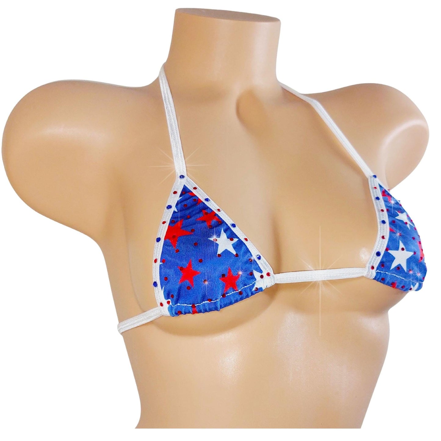 Flag Bikini Triangle Top: Bedazzled, Rave Festival Exotic Dancewear