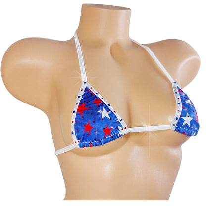 Flag Bikini Triangle Top: Bedazzled, Rave Festival Exotic Dancewear