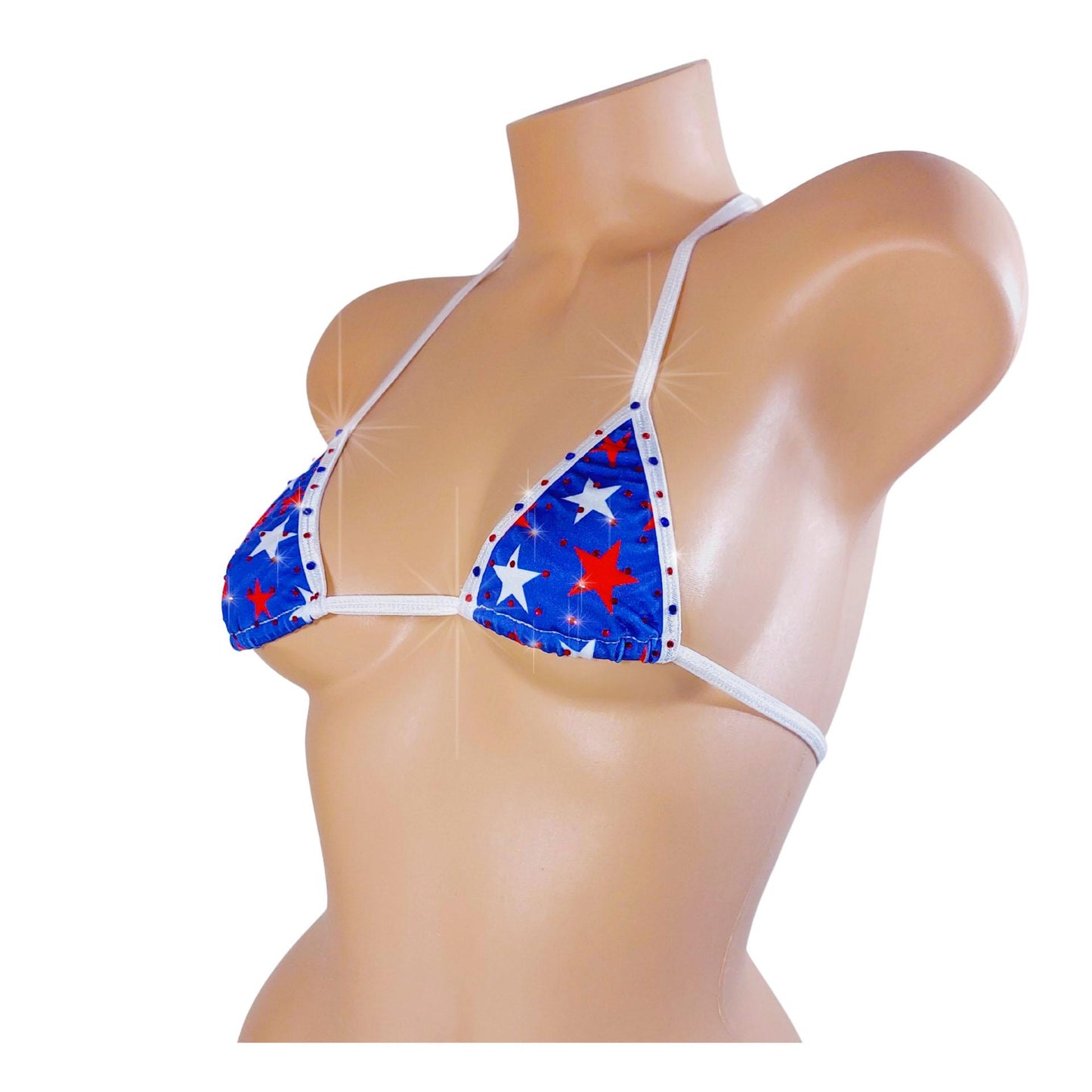 Flag Bikini Triangle Top: Bedazzled, Rave Festival Exotic Dancewear