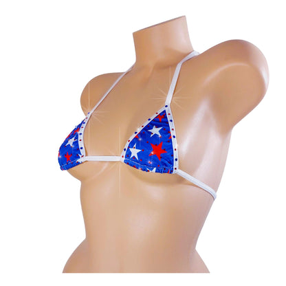 Flag Bikini Triangle Top: Bedazzled, Rave Festival Exotic Dancewear