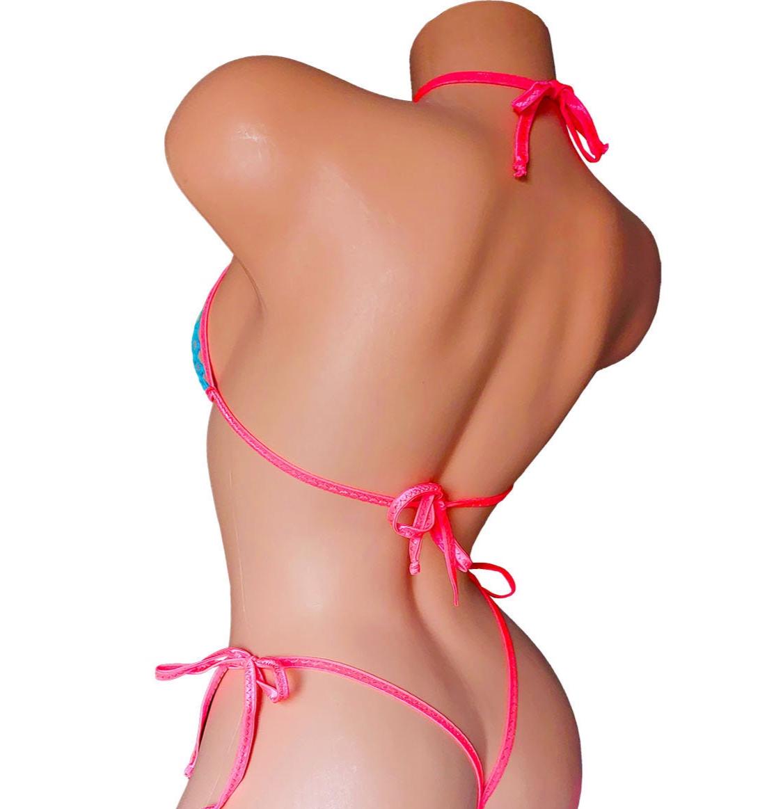 PRIDE Rainbow Fishnet thong - Glows in UV Black Light