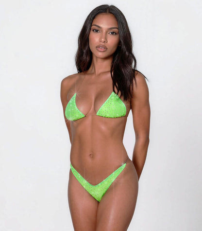 This is not your basic Bedazzled Rhinestone Bikini - 5 GLOW COLORS - Clear Elastic