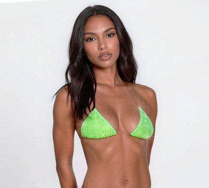 This is not your basic Bedazzled Rhinestone Bikini - 5 GLOW COLORS - Clear Elastic