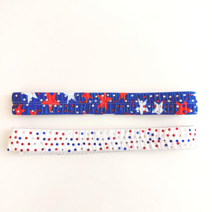 FLAG 4th of July RHINESTONE GARTERS - Red, White & Blue