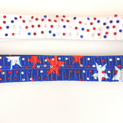 FLAG 4th of July RHINESTONE GARTERS - Red, White & Blue