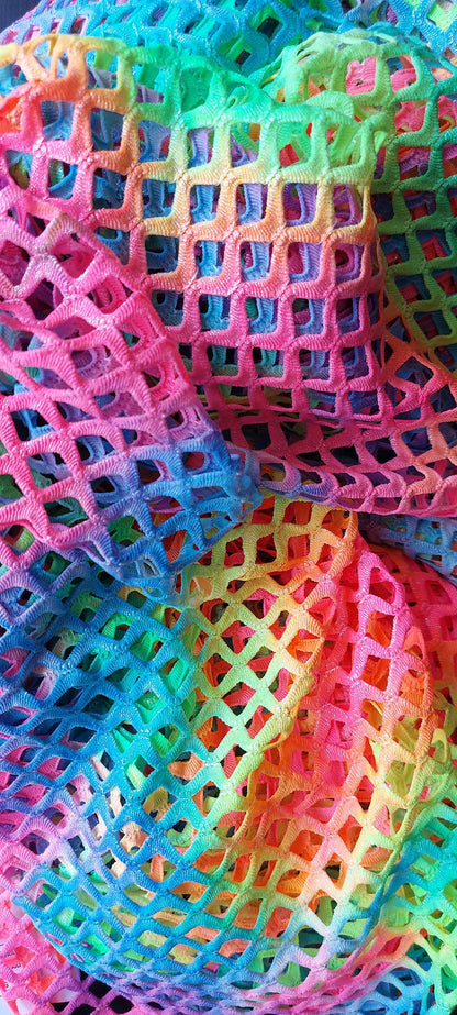 PRIDE Fishnet Halter Top  - 3 trim colors - Glow in black light