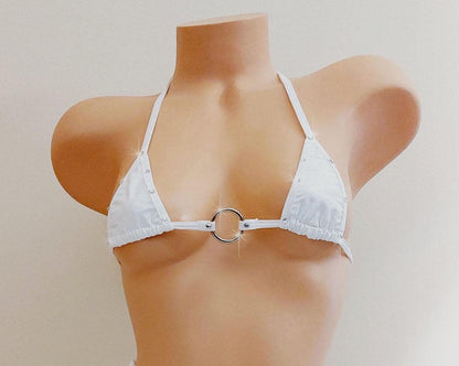 Ring Vinyl Rhinestone bikini set  * 6 COLORS * Adjustable waist straps