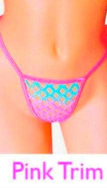 PRIDE Rainbow Fishnet thong - Glows in UV Black Light - 3 trim colors