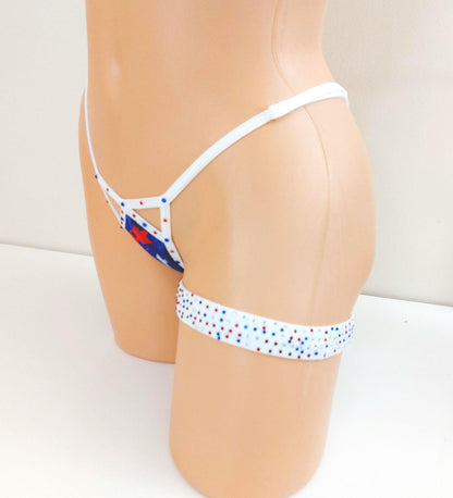 FLAG 4th of July RHINESTONE GARTERS - Red, White & Blue