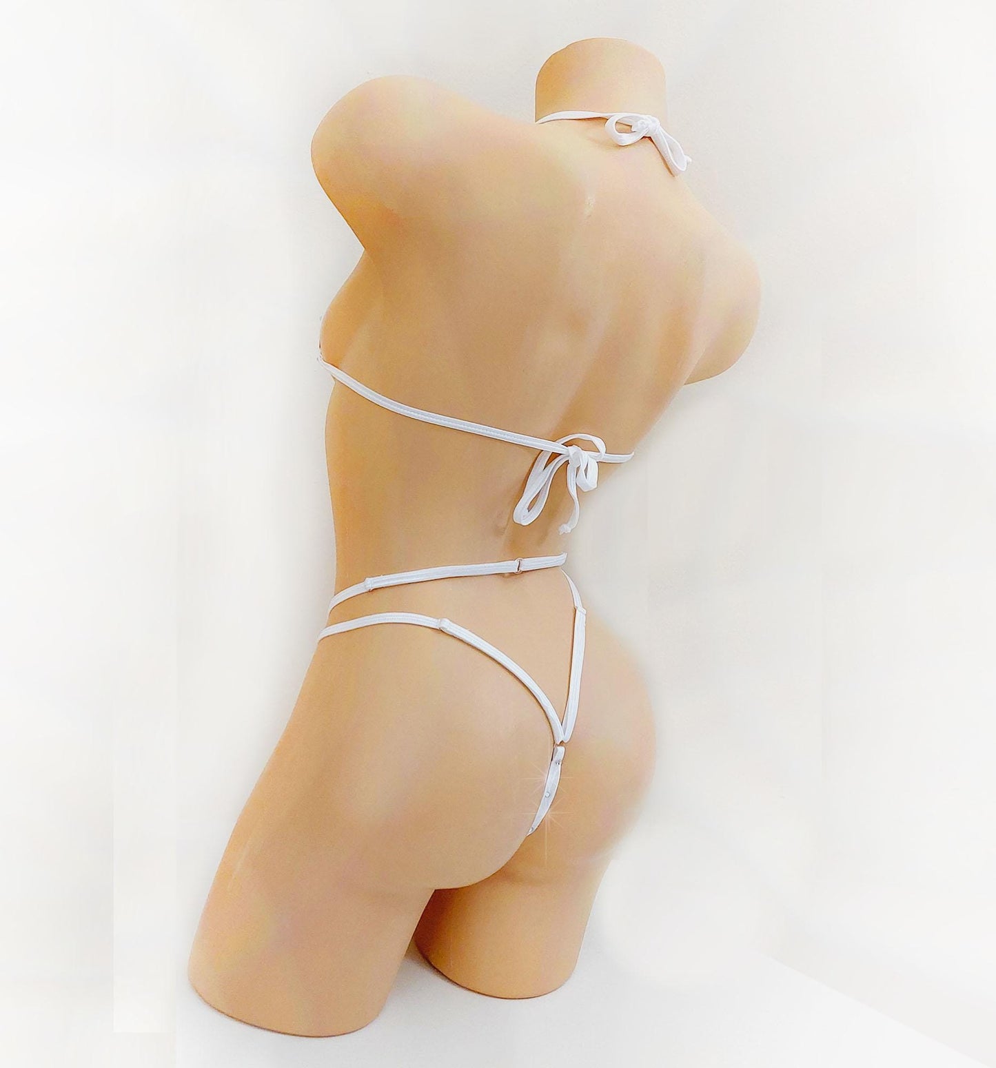 WET LOOK Vinyl -  Ring Rhinestone Bedazzled Thong: Adjustable straps  * 6 COLORS *