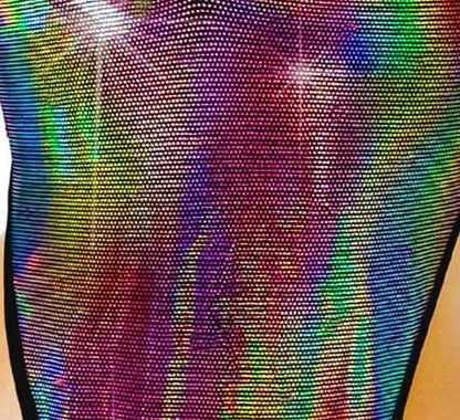 Bedazzled Brazil Back Bikini set - 6 HOLOGRAM colors - Adjustable waist straps