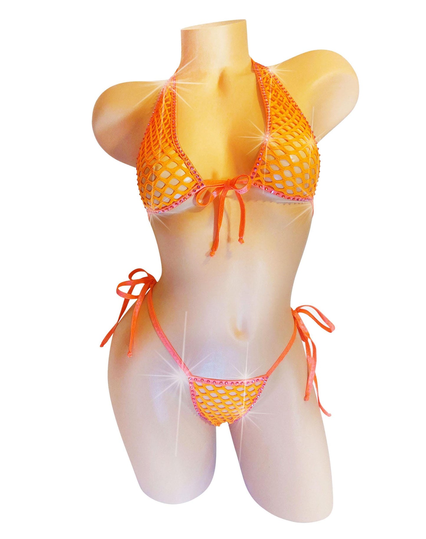 Bedazzled Rhinestone Fishnet halter top - 5 sizes - 9 colors