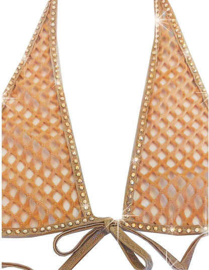 Bedazzled Rhinestone Fishnet halter top - 5 sizes - 9 colors
