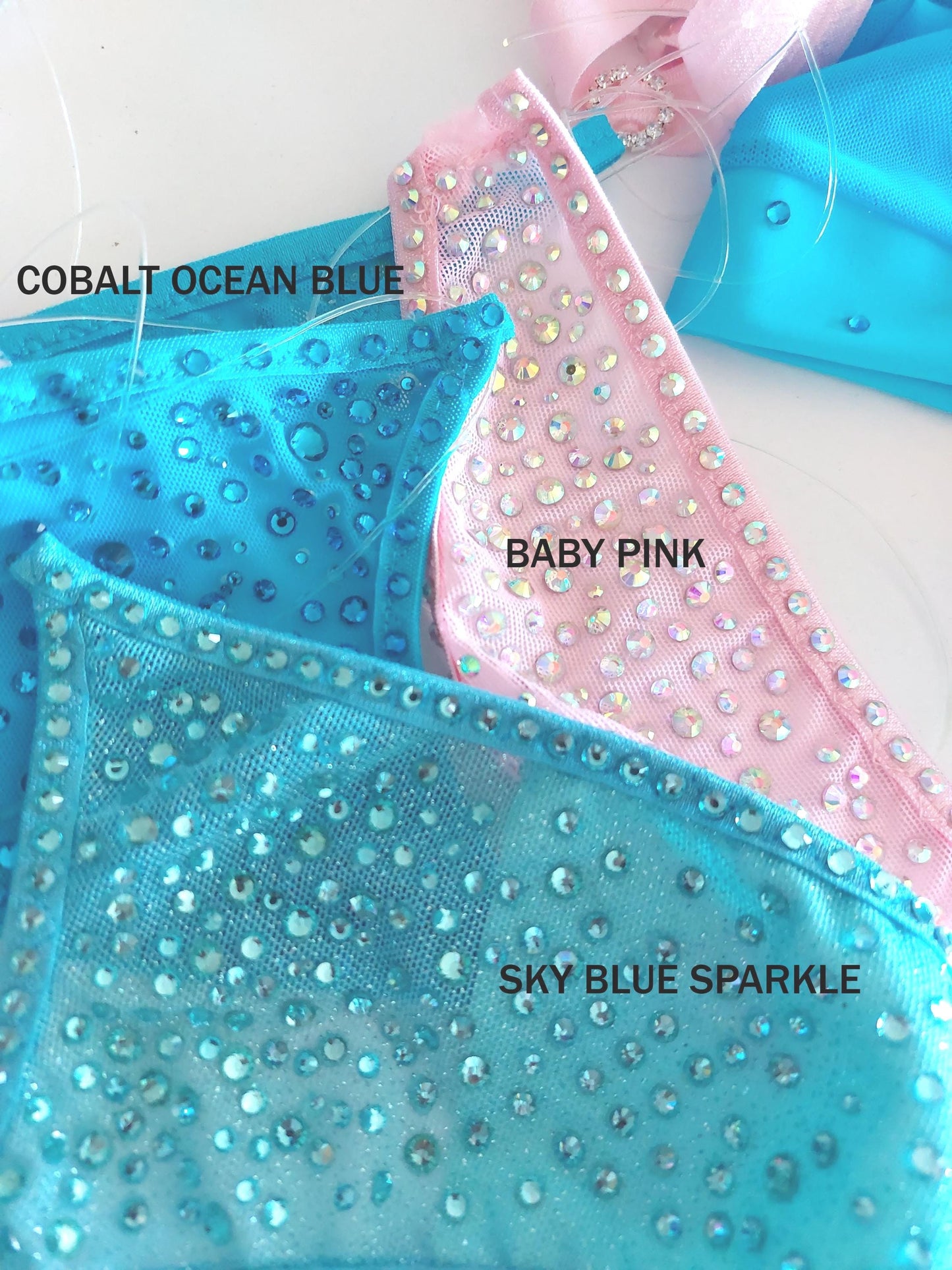 Rhinestone Mesh Bikini Set – Ocean Blue Micro Mini Skirt, Pole Outfit