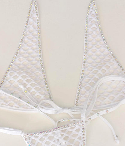 Bedazzled Rhinestone Fishnet halter top - 5 sizes - 9 colors