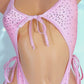 Innocent Baby Pink tie side Sexy dancer One Piece with Rhinestones - Exotic Dancewear, Pole Dance, SW Lingerie, Stripper outfits, Micro fits