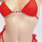 NEW Pretty red bikini adjustable tie bikini set - stripper outfits, exotic dancwear, pole dance bikinis