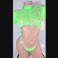 Glow Green black light Lace one piece covered in Rhinestones! Adjustable thong. Open sleeve fits all arms. Tie back adjustable. Designs for Stripper outfits, Exotic Dancewear, Pole Dance, SW lingerie, Rave