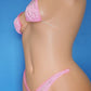 Baby Pink with Rhinestones - Tranparent Clear invisible elastic two piece string thong bikini Exotic dancewear Stripper Pole sexy fits