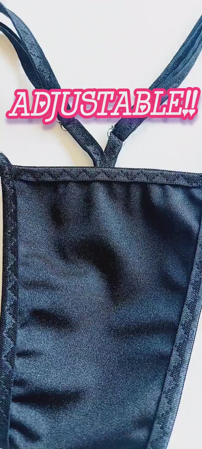 Rhinestone Heart Thong: Adjustable Rave Lingerie, Glow Black Light Colors