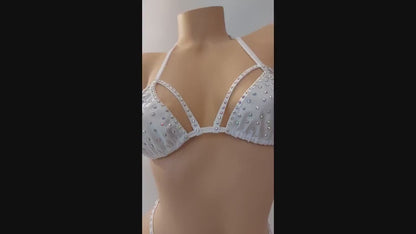 Crystal Rhinestone Bikini: Adjustable Thong, Rave Dancewear