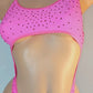 Sexy dancer One Piece - dripping in Pink Rhinestones - GLOWS in Black Light - adjustable neck straps - designed for Stripper outfits, Exotic Dancewear, Pole Dance fits, SW lingerie